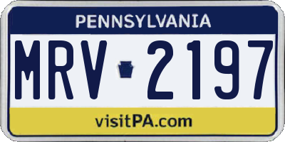 PA license plate MRV2197