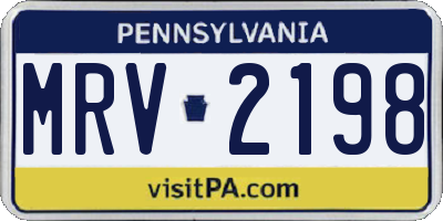 PA license plate MRV2198