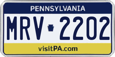 PA license plate MRV2202