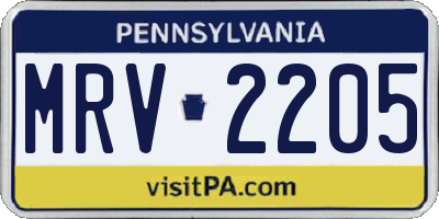PA license plate MRV2205