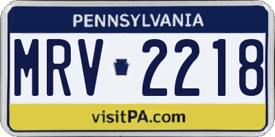 PA license plate MRV2218
