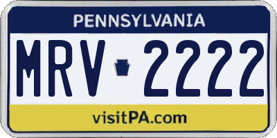 PA license plate MRV2222
