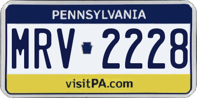 PA license plate MRV2228