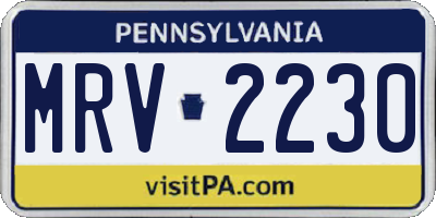 PA license plate MRV2230