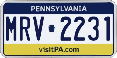 PA license plate MRV2231