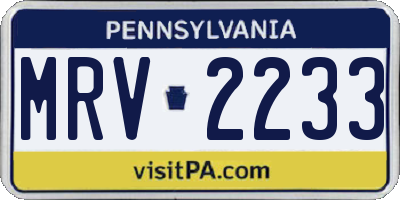 PA license plate MRV2233
