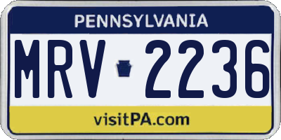 PA license plate MRV2236
