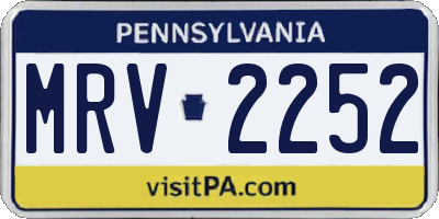 PA license plate MRV2252
