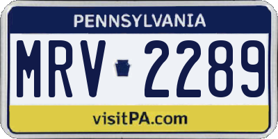 PA license plate MRV2289