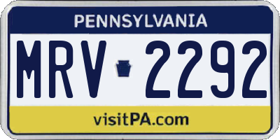 PA license plate MRV2292