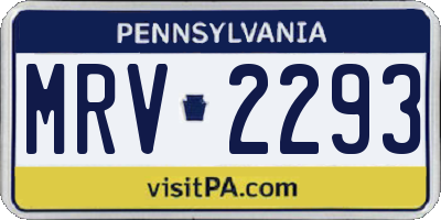 PA license plate MRV2293