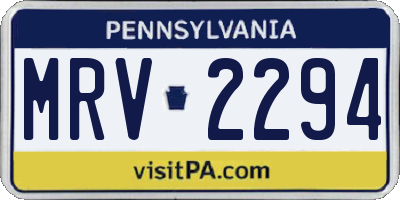 PA license plate MRV2294