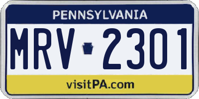 PA license plate MRV2301