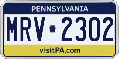 PA license plate MRV2302