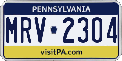 PA license plate MRV2304