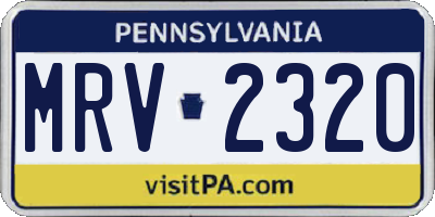 PA license plate MRV2320