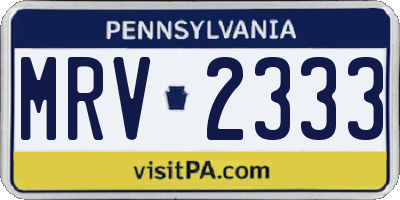 PA license plate MRV2333
