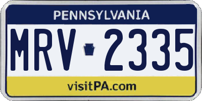 PA license plate MRV2335