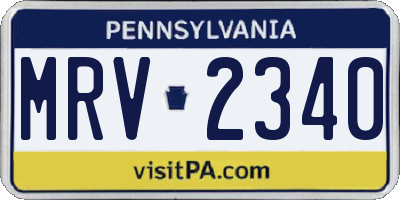 PA license plate MRV2340