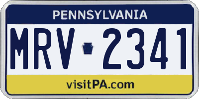 PA license plate MRV2341