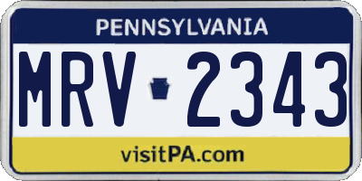 PA license plate MRV2343
