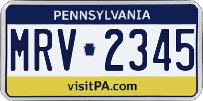 PA license plate MRV2345