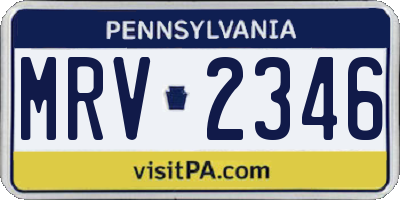 PA license plate MRV2346