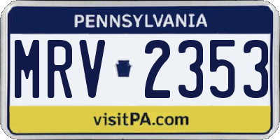 PA license plate MRV2353