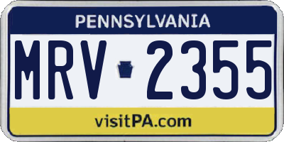 PA license plate MRV2355