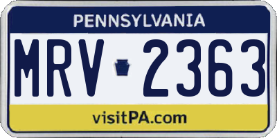 PA license plate MRV2363