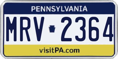 PA license plate MRV2364