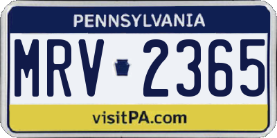 PA license plate MRV2365