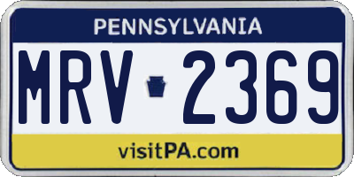 PA license plate MRV2369