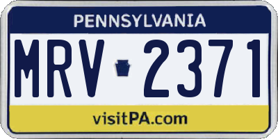 PA license plate MRV2371