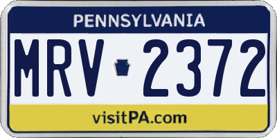 PA license plate MRV2372