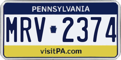 PA license plate MRV2374