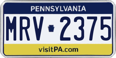 PA license plate MRV2375