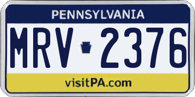 PA license plate MRV2376