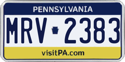 PA license plate MRV2383