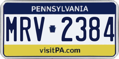 PA license plate MRV2384