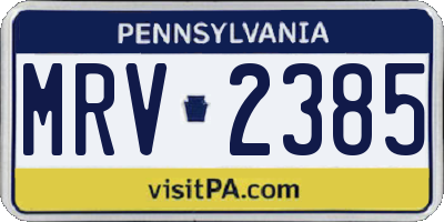 PA license plate MRV2385