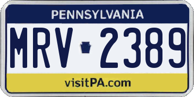 PA license plate MRV2389