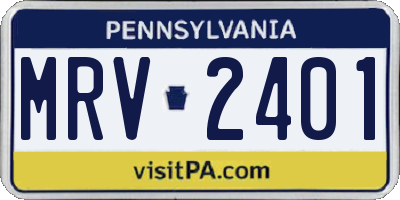 PA license plate MRV2401