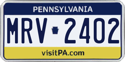 PA license plate MRV2402
