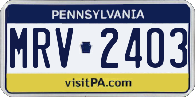 PA license plate MRV2403