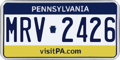 PA license plate MRV2426