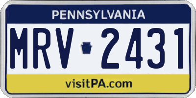 PA license plate MRV2431