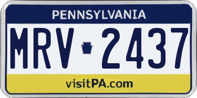 PA license plate MRV2437