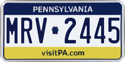 PA license plate MRV2445