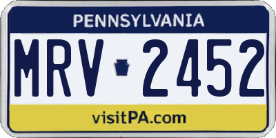 PA license plate MRV2452